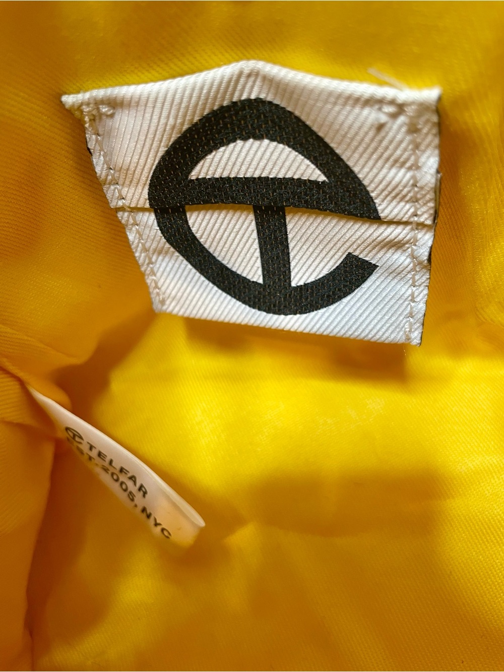 Telfar Small Yellow Mini Top HandleTote Shoulder Bag with Embossed Logo - Picture 7 of 9